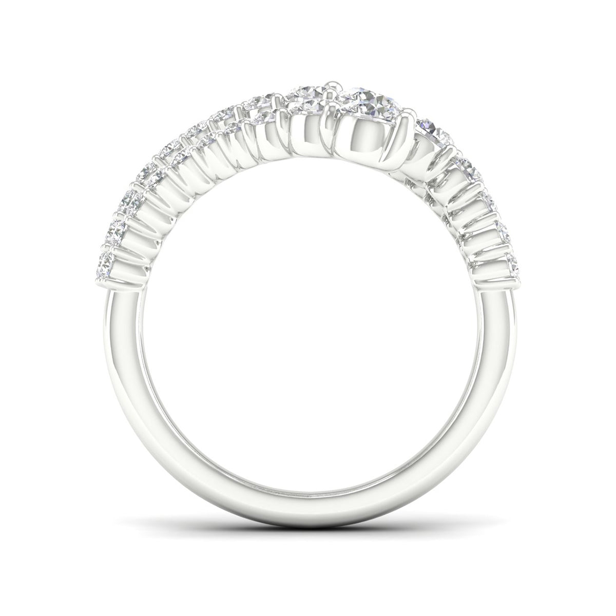 Adamante 1-1/2 ct. tw. Lab-Grown Diamond Graduated Two Row Bypass Ring in 14K White Gold side profile
