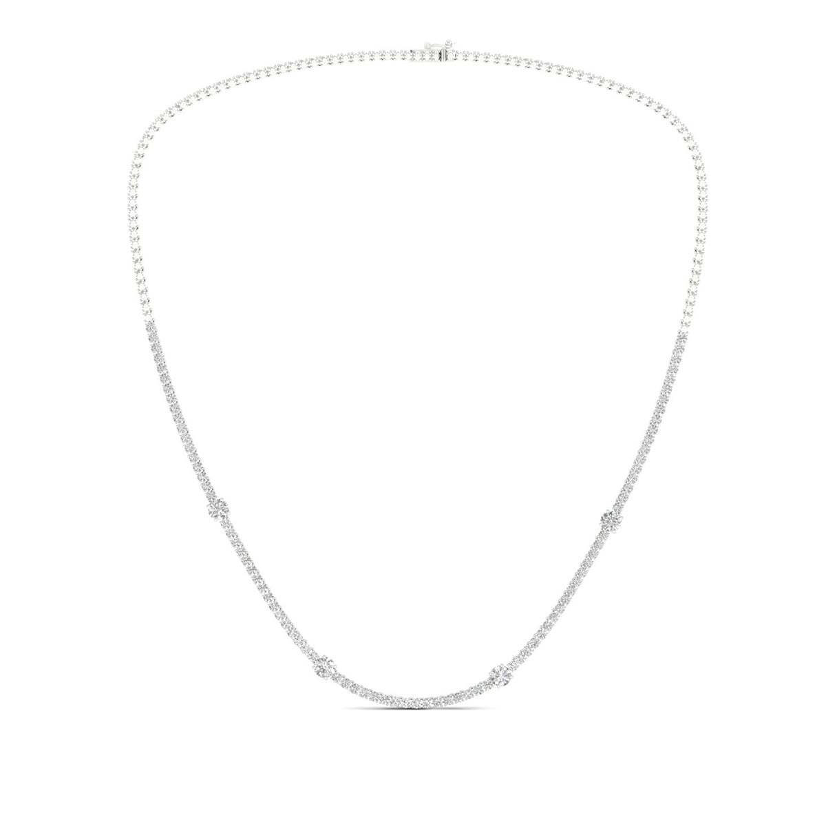 Adamante 6 ct. tw. Lab-Grown Round Diamond 18-inch Tennis Necklace in 14K White Gold close-up detail