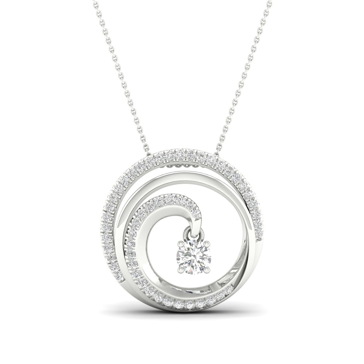 1/3 ct. tw. Round Diamond Swirl Twinkling Pendant in 10K White Gold