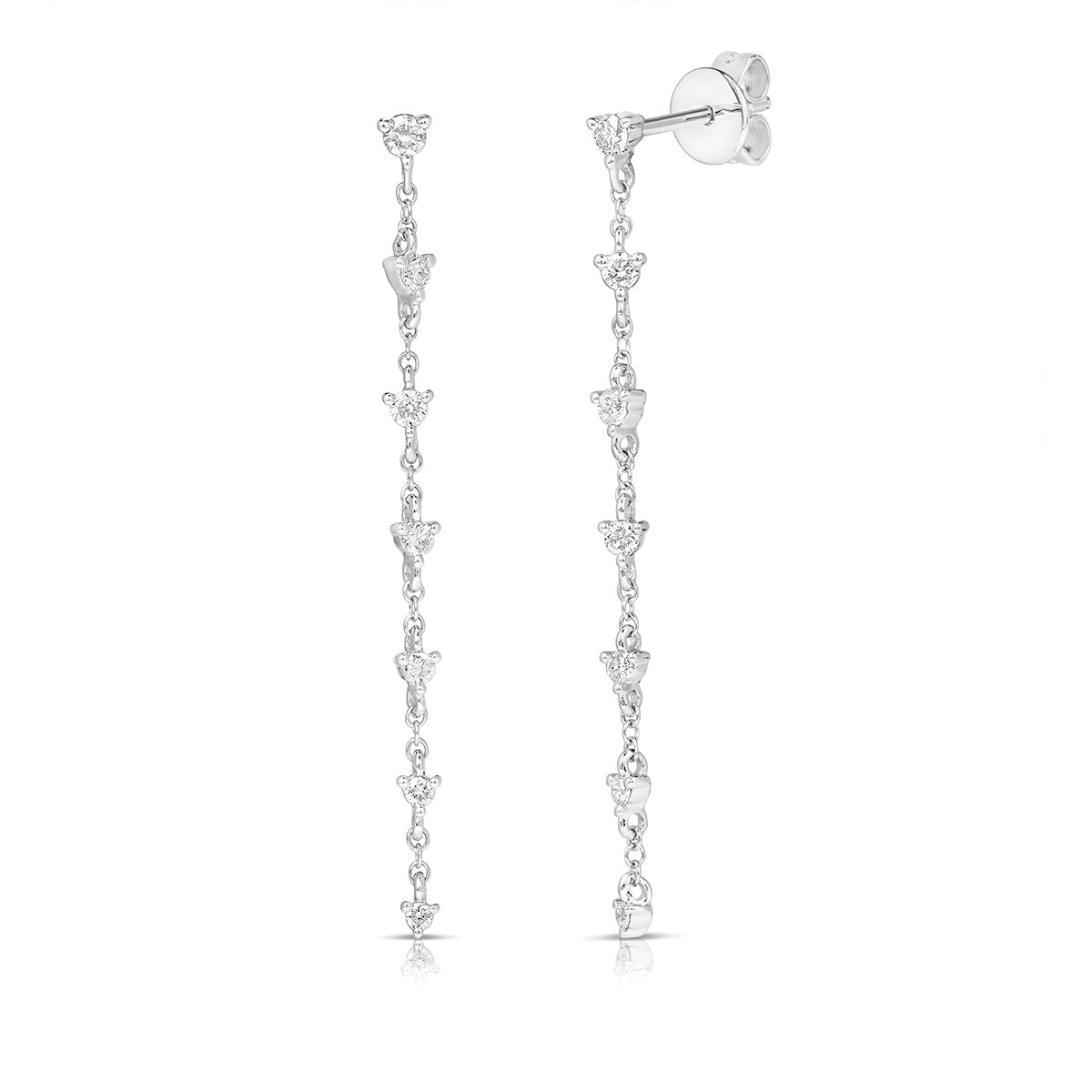 JustDesi 1/4 ct. tw. Round Diamond Dangle Earrings in 14K White Gold