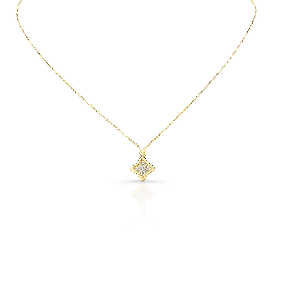 JustDesi Diamond Accent Starburst Convertible Lariat Necklace in 14K Yellow Gold front view