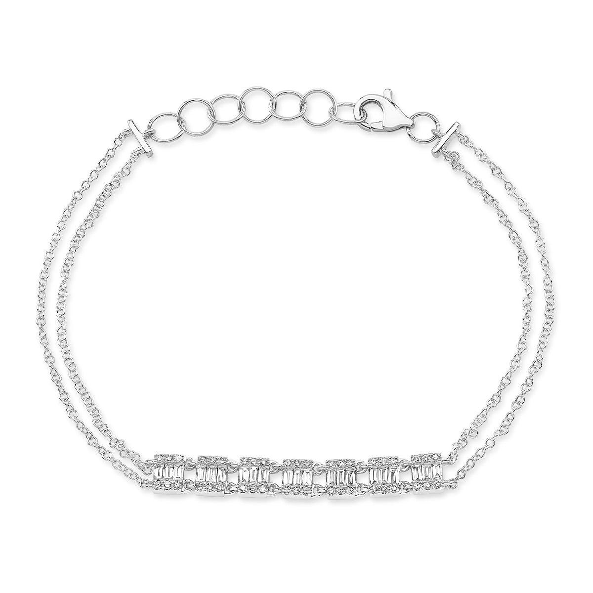 JustDesi 1/3 ct. tw. Baguette & Round Diamond 7-inch Bracelet in 14K White Gold