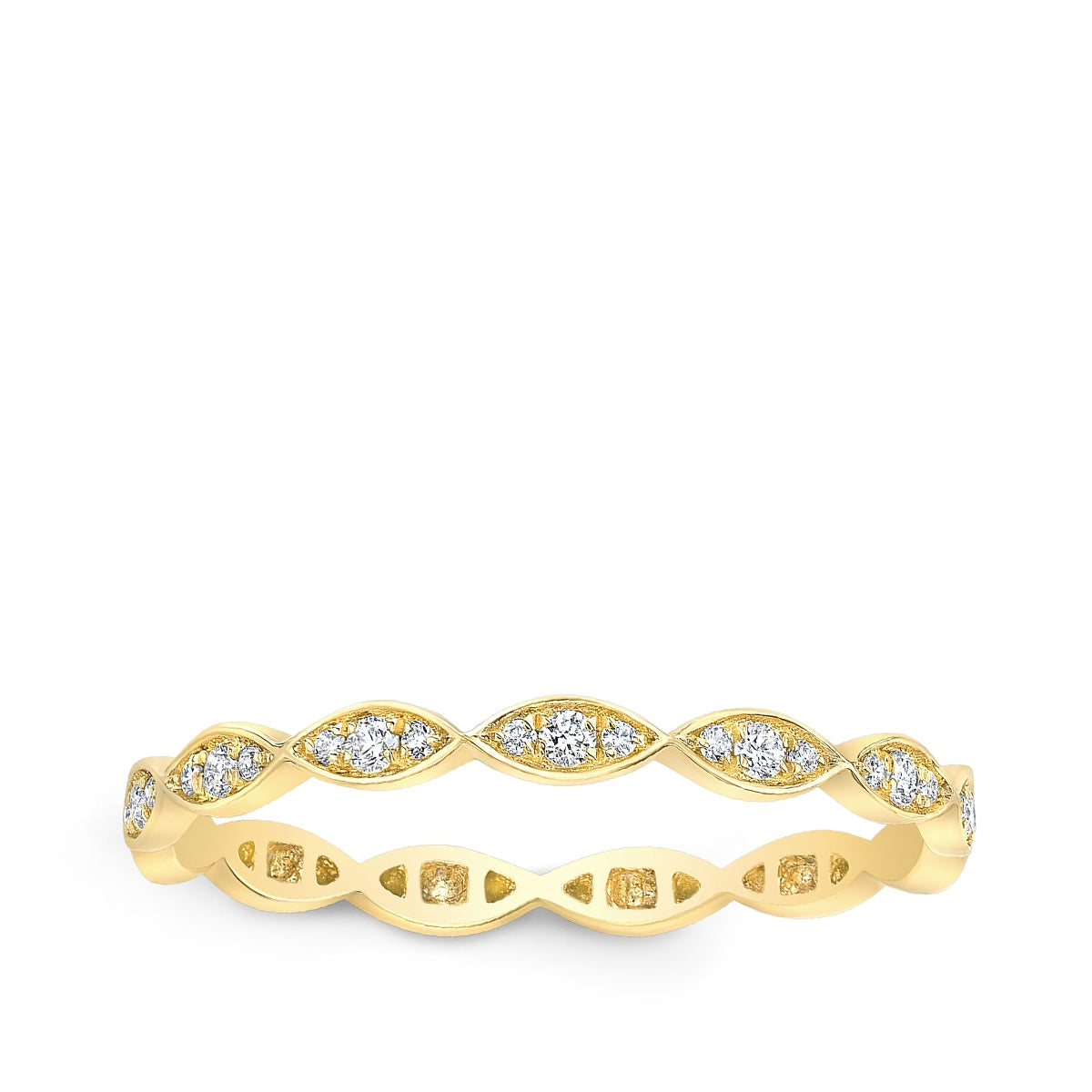 JustDesi 1/10 ct. tw. Diamond Pave Marquise Stackable Ring in 14K Yellow Gold