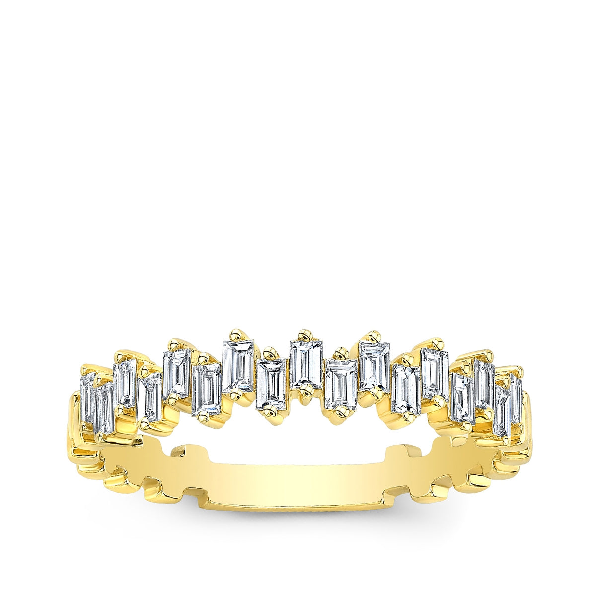 JustDesi 3/8 ct. tw. Baguette Diamond Offset Stackable Ring in 14K Yellow Gold