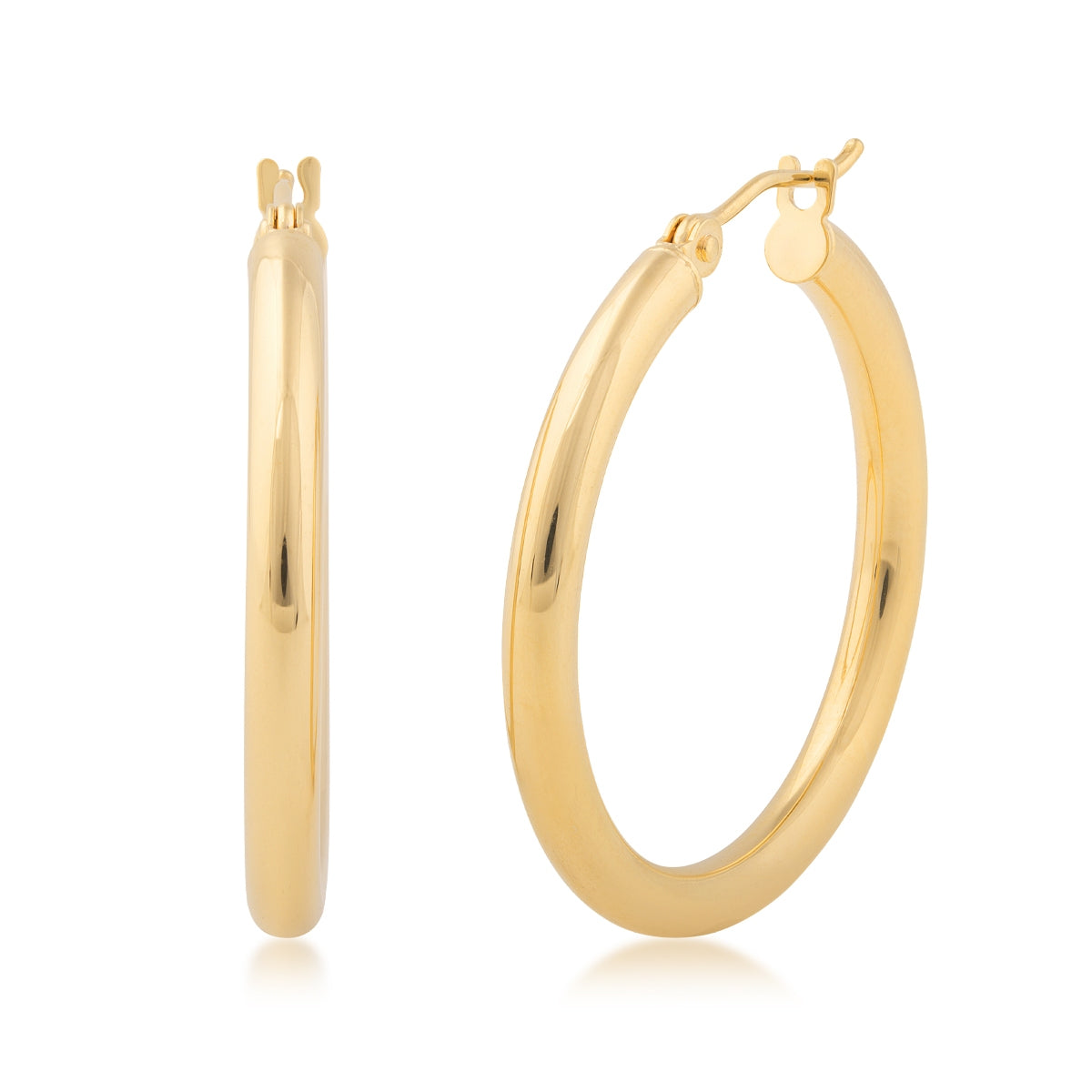 3x35mm Round Hoop Earrings in 10K Yellow Gold