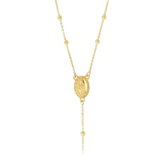 Cross Y Necklace in 14K Yellow Gold close-up detail