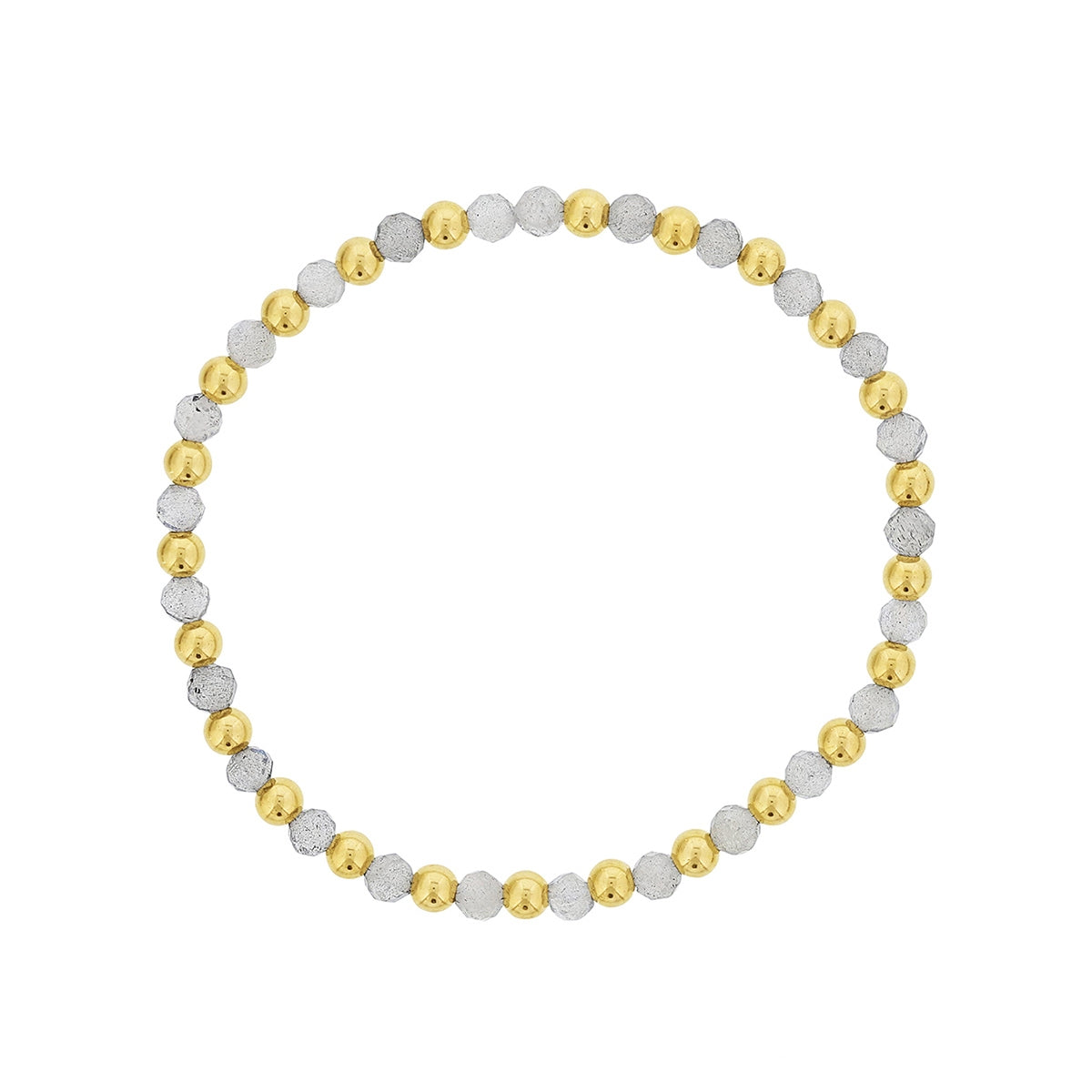 4mm Labradorite & 14K Yellow Gold Filled Bead Alternating Stretch Bracelet