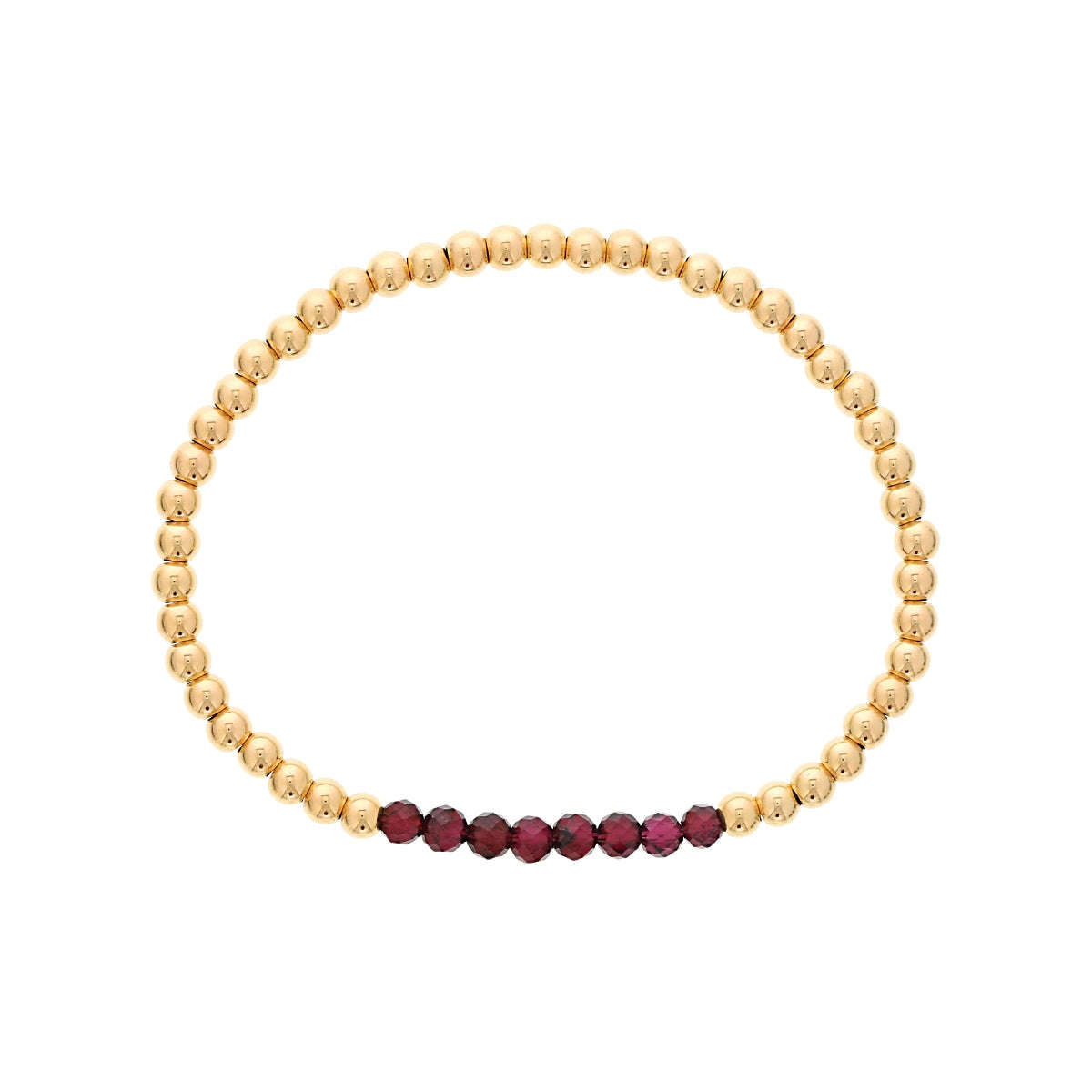 4mm Garnet & 14K Yellow Gold Filled Bead Stretch Bracelet