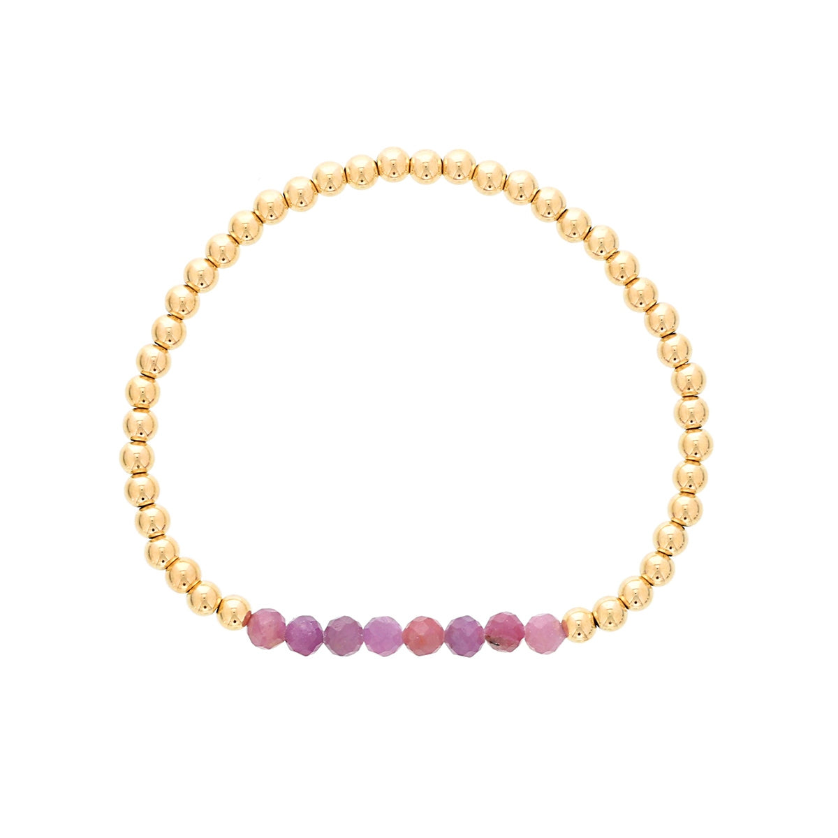 4mm Ruby & 14K Yellow Gold Filled Bead Stretch Bracelet