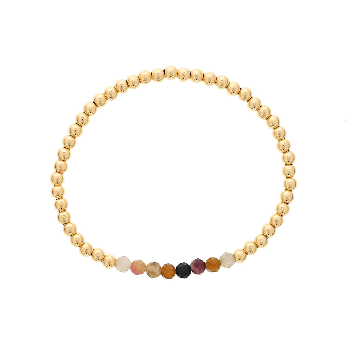 4mm Tourmaline & 14K Yellow Gold Filled Bead Stretch Bracelet