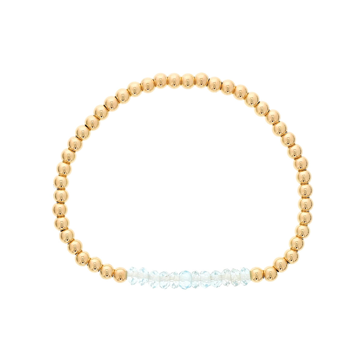 4mm Blue Topaz & 14K Yellow Gold Filled Bead Stretch Bracelet