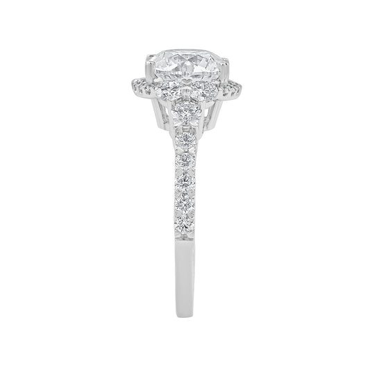 Adamante 4 ct. tw. Lab-Grown Round Brilliant Diamond Halo Engagement Ring in 14K White Gold front view