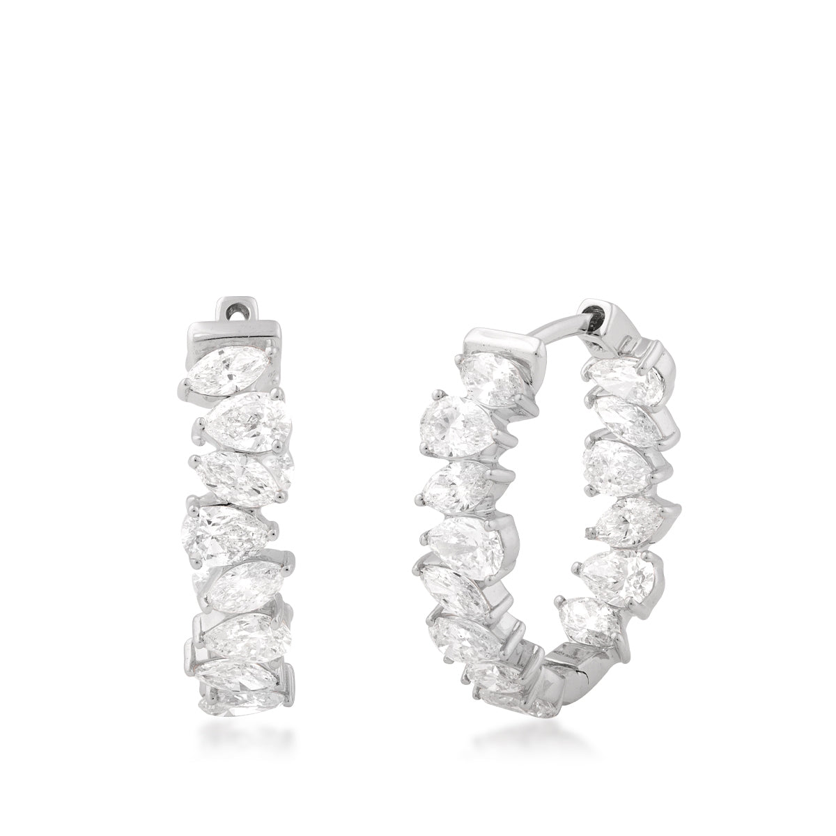 3-1/5 ct. tw. Marquise & Pear Diamond Inside Out Hoop Earrings in 14K White Gold