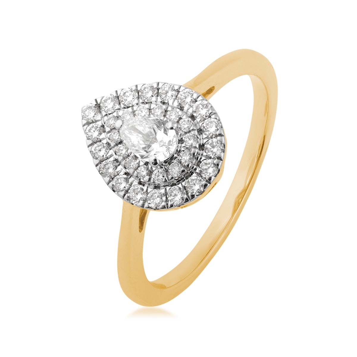 1/2 ct. tw. Pear Diamond Double Halo Ring in 14K Yellow Gold front view