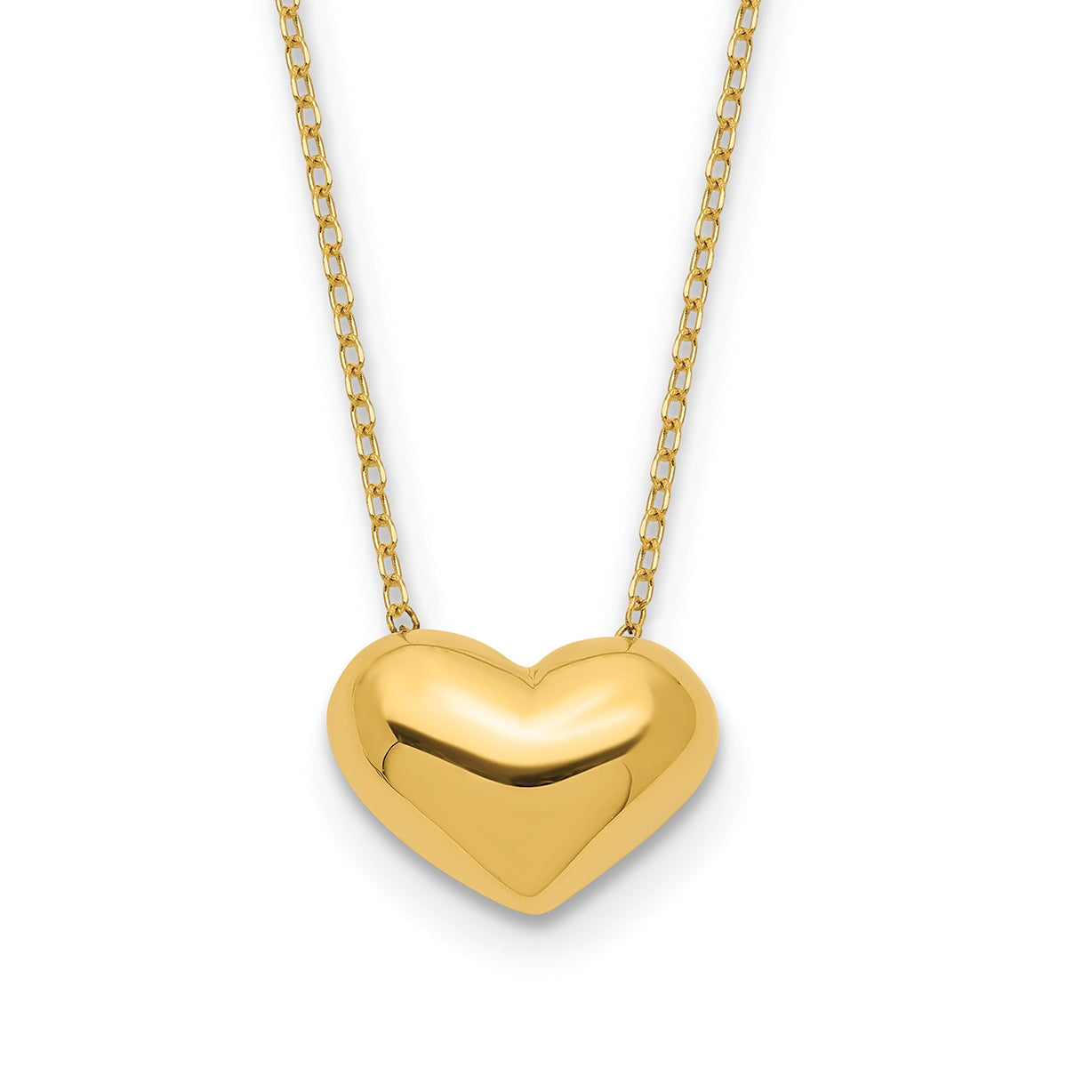 Puffed Heart Slide Pendant in 14K Yellow Gold