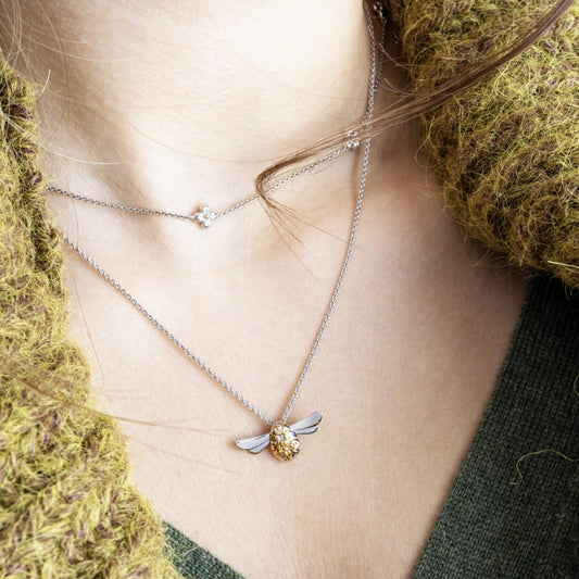 Kit Heath Honey Bee Pendant in Sterling Silver & 18K Yellow Gold Plating front view