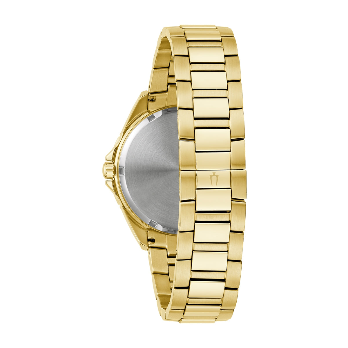Bulova Phantom Quartz Gold-Tone Stainless Steel Watch with Rainbow Crystals & Champagne Dial close-up detail