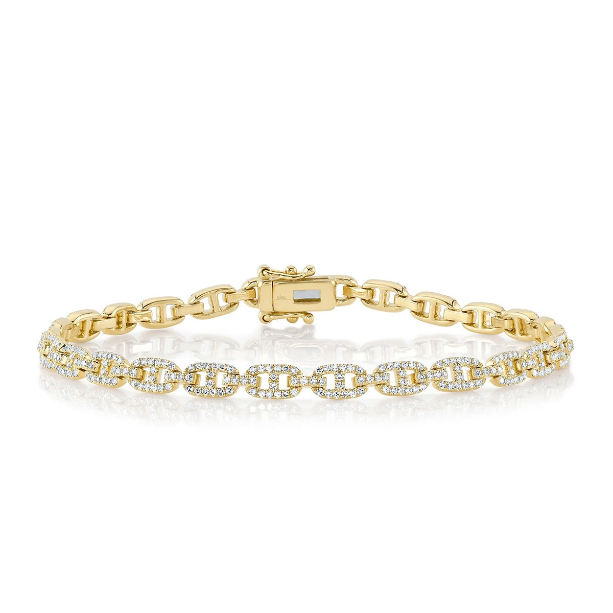 Shy Creation 1 ct. tw. Diamond 7-inch Mariner Link Bracelet in 14K Yellow Gold