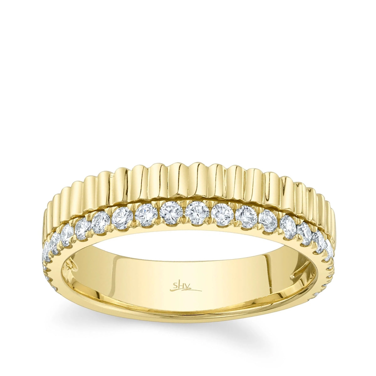 Shy Creation 3/8 ct. tw. Diamond Coin-Edge Ring in 14K Yellow Gold