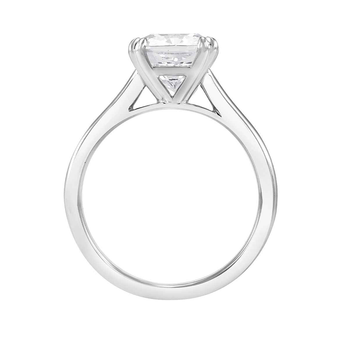 Adamante 3 ct. tw. Lab-Grown Cushion Diamond Solitaire Engagement Ring in 14K White Gold close-up detail