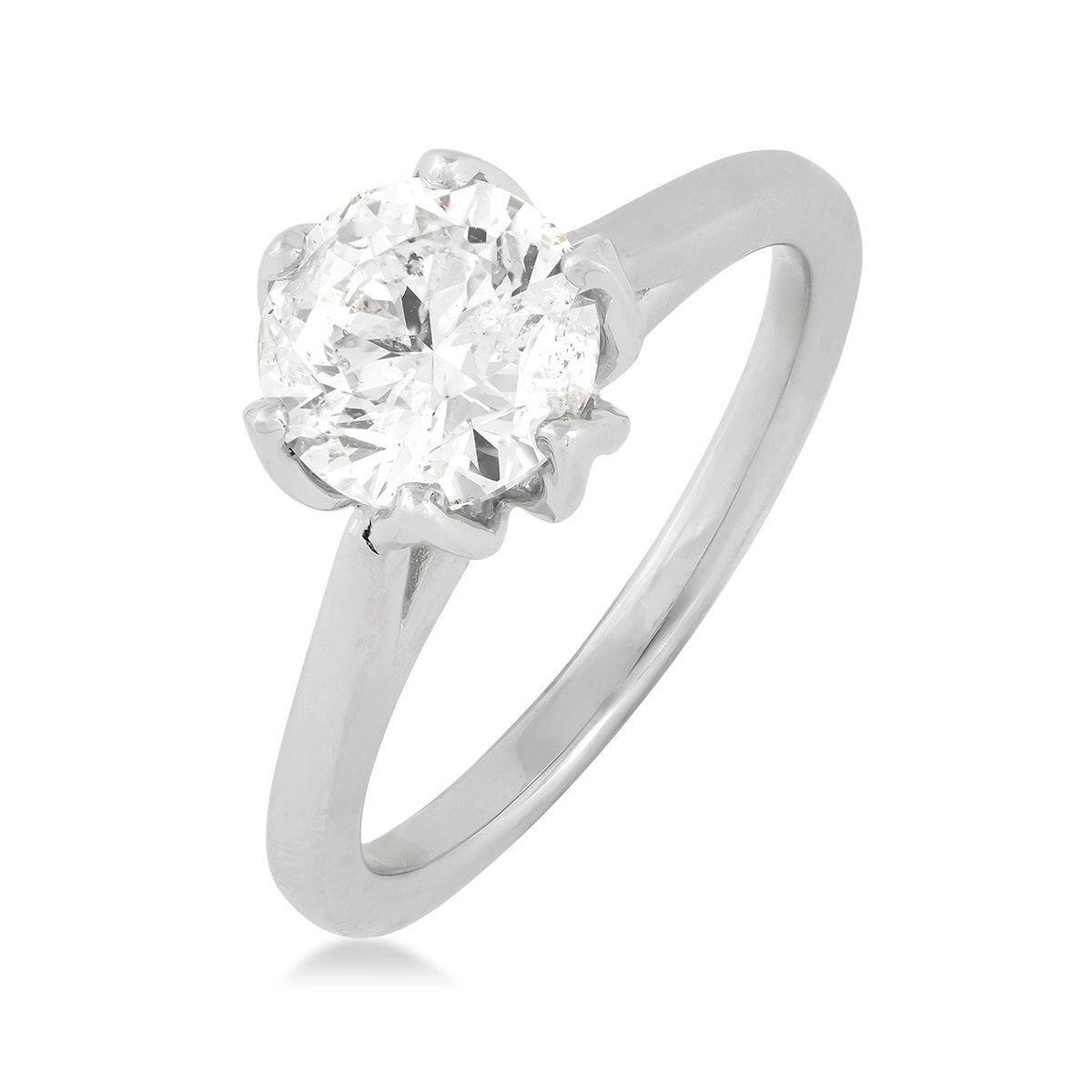 Noventa 2 ct. tw. Round Diamond Solitaire Engagement Ring in 14K White Gold front view (2)