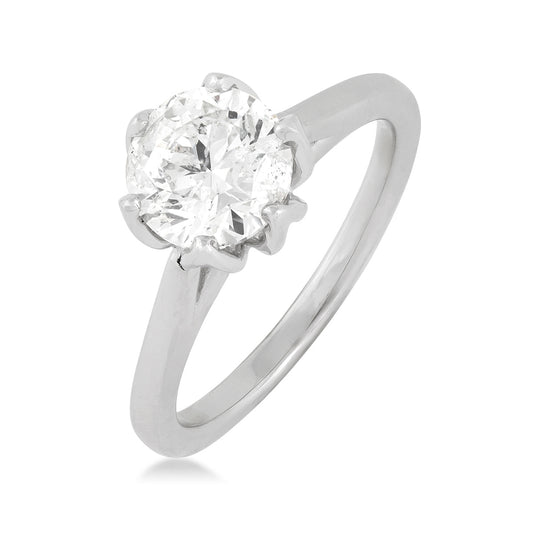 Noventa 2 ct. tw. Round Diamond Solitaire Engagement Ring in 14K White Gold front view (2)