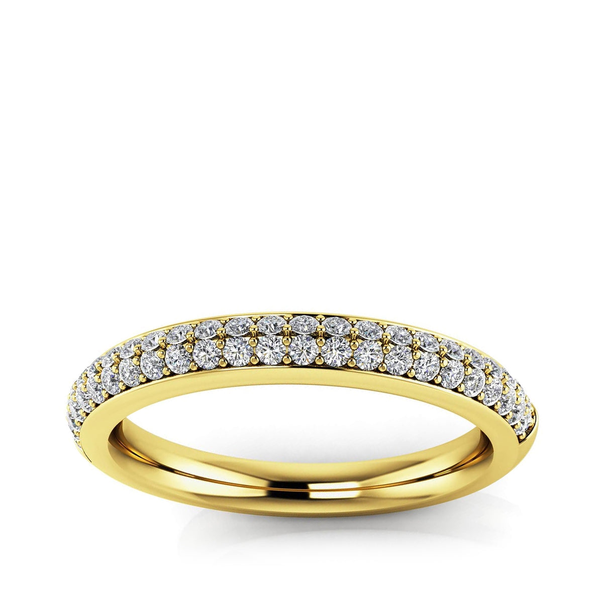 3/8 ct. tw. Round Brilliant Diamond Two Row Pave Anniversary Ring in 14K Yellow Gold