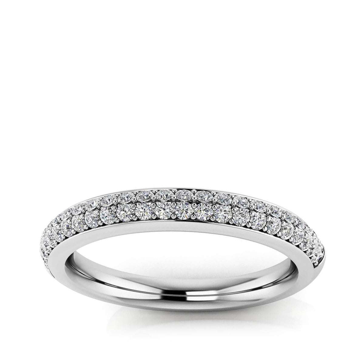 3/8 ct. tw. Round Brilliant Diamond Two Row Pave Anniversary Ring in 14K White Gold