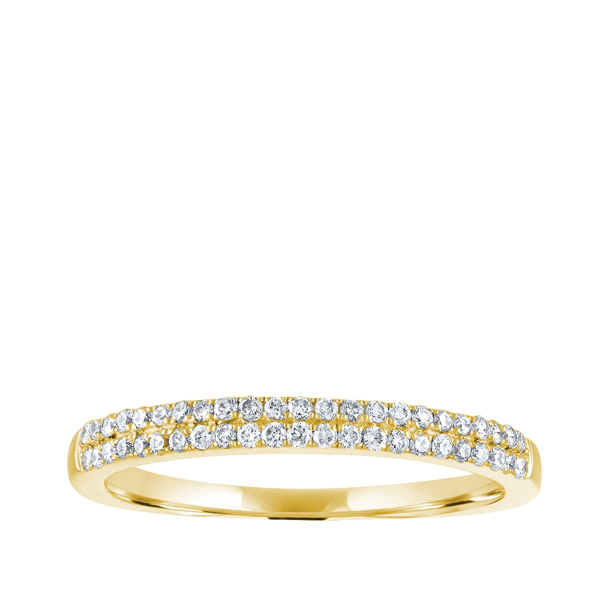 1/4 ct. tw. Round Brilliant Diamond Two Row Anniversary Ring in 14K Yellow Gold