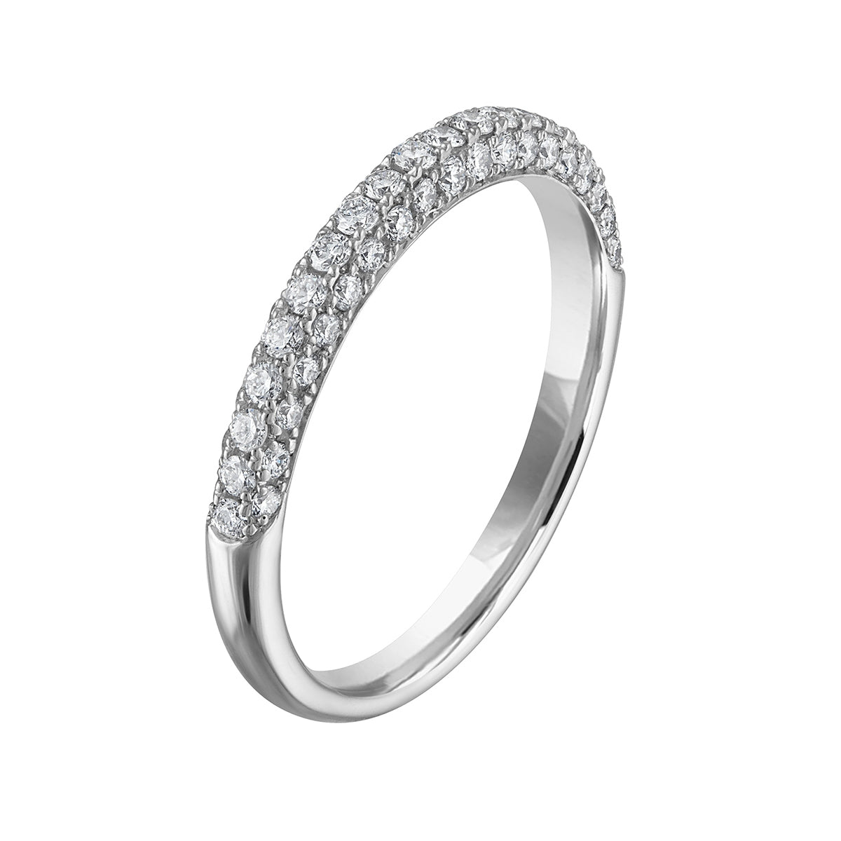 1/2 ct. tw. Round Brilliant Diamond Pave Anniversary Ring in 14K White Gold front view