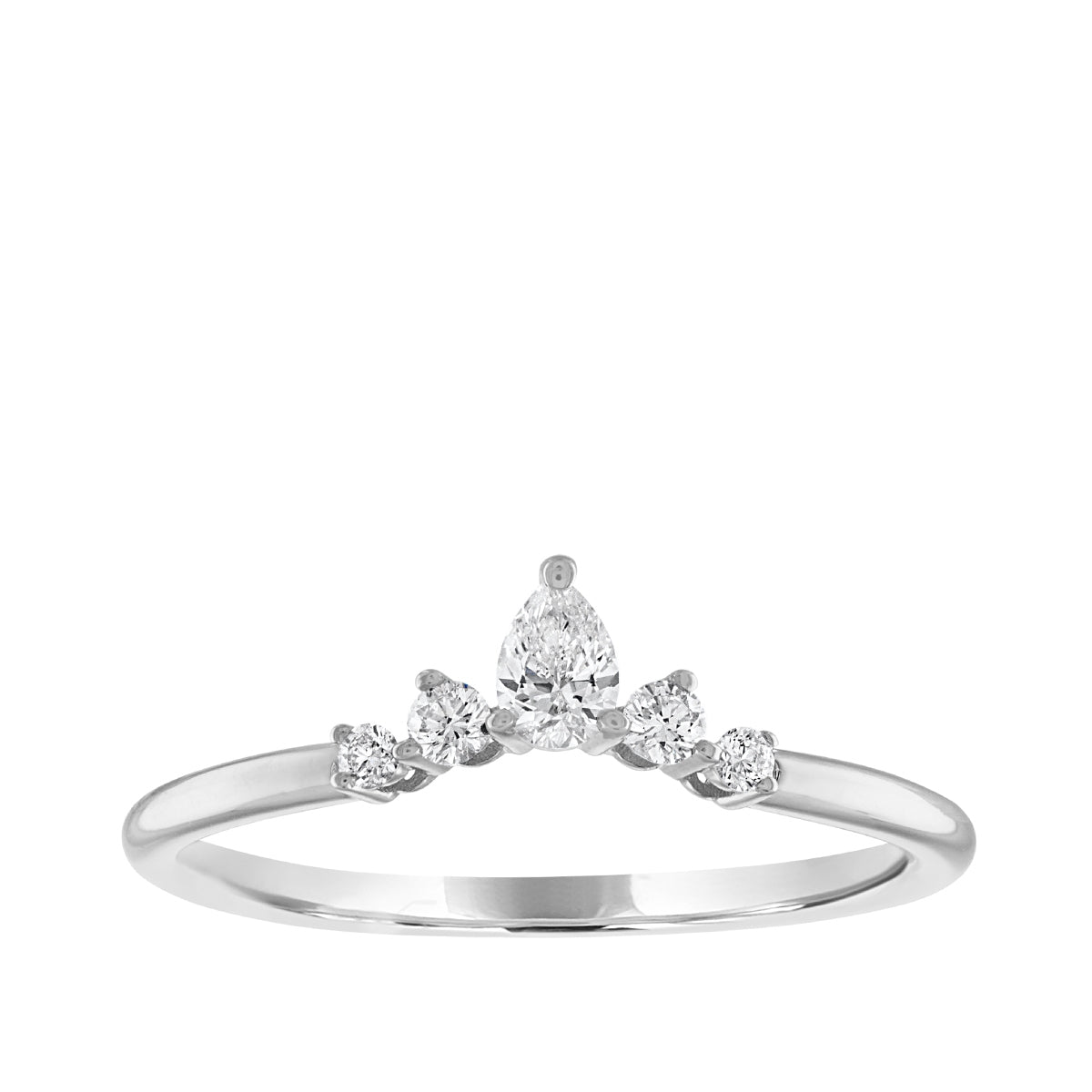 1/4 ct. tw. Pear & Round Diamond Contour Anniversary Ring in 14K White Gold
