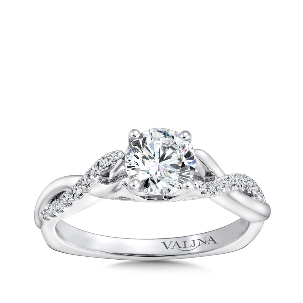 Valina 1/8 ct. tw. Diamond Twist Round Semi-Mount Engagement Ring with European Shank in 14K White Gold