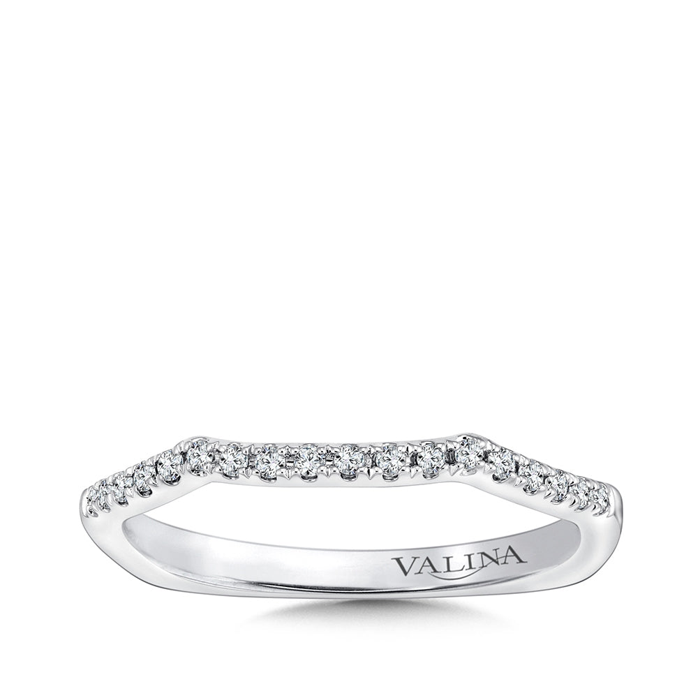 Valina 1/8 ct. tw. Diamond Contour Wedding Ring with European Shank in 14K White Gold