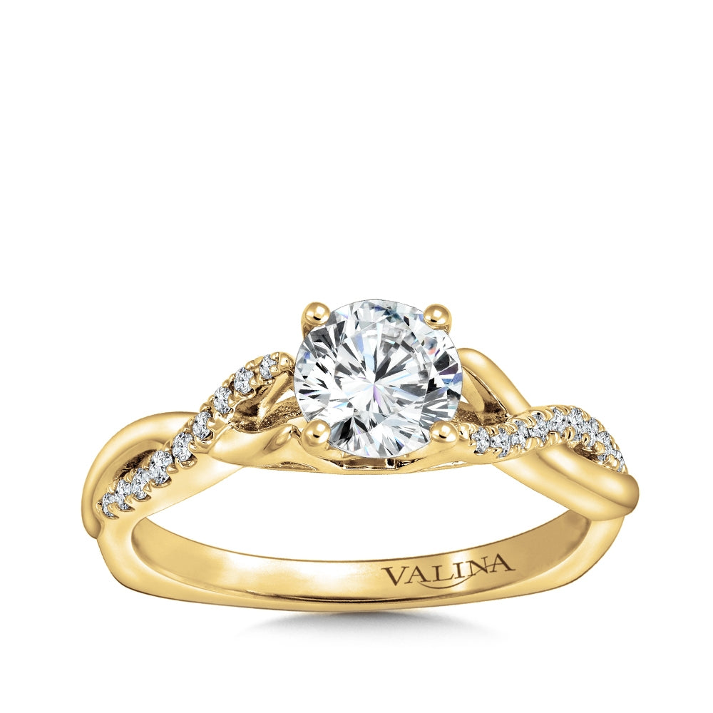 Valina 1/8 ct. tw. Diamond Twist Round Semi-Mount Engagement Ring with European Shank in 14K Yellow Gold
