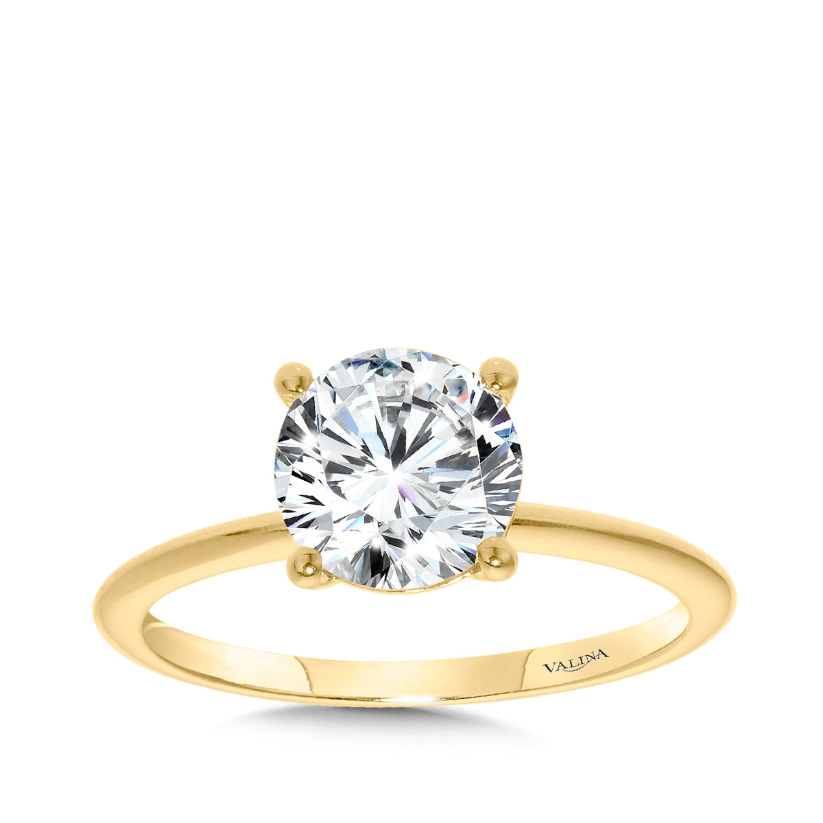 Valina Round Solitaire Semi-Mount Engagement Ring in 14K Yellow Gold