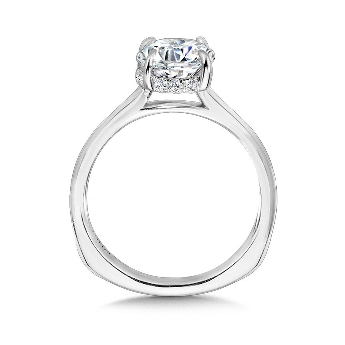 Valina 1/7 ct. tw. Diamond Hidden Halo Round Semi-Mount Engagement Ring with European Shank in 14K White Gold front view