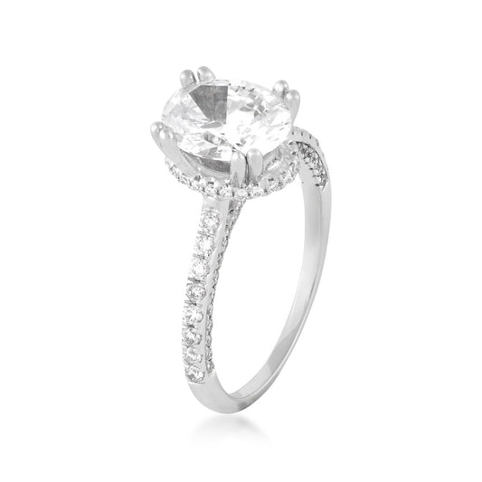 Valina 1/2 ct. tw. Diamond Hidden Halo Oval Semi-Mount Engagement Ring in 14K White Gold front view