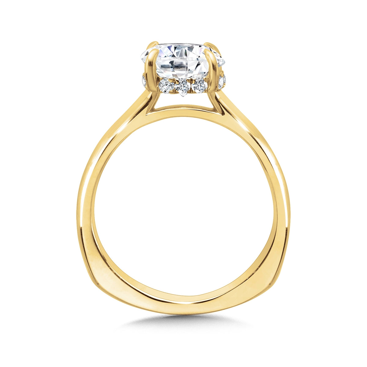 Valina 1/7 ct. tw. Diamond Hidden Halo Round Semi-Mount Engagement Ring with European Shank in 14K Yellow Gold front view