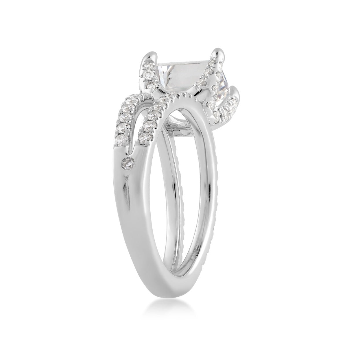 Valina 3/4 ct. tw. Diamond Split Shank Emerald Cut Semi-Mount Engagement Ring in 14K White Gold side profile