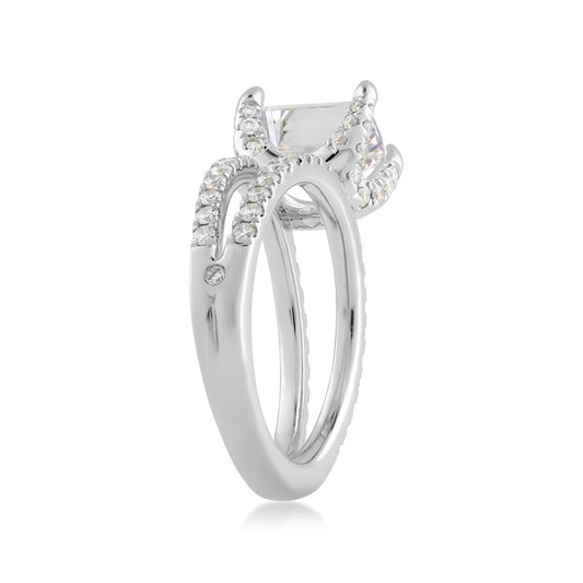 Valina 3/4 ct. tw. Diamond Split Shank Emerald Cut Semi-Mount Engagement Ring in 14K White Gold side profile