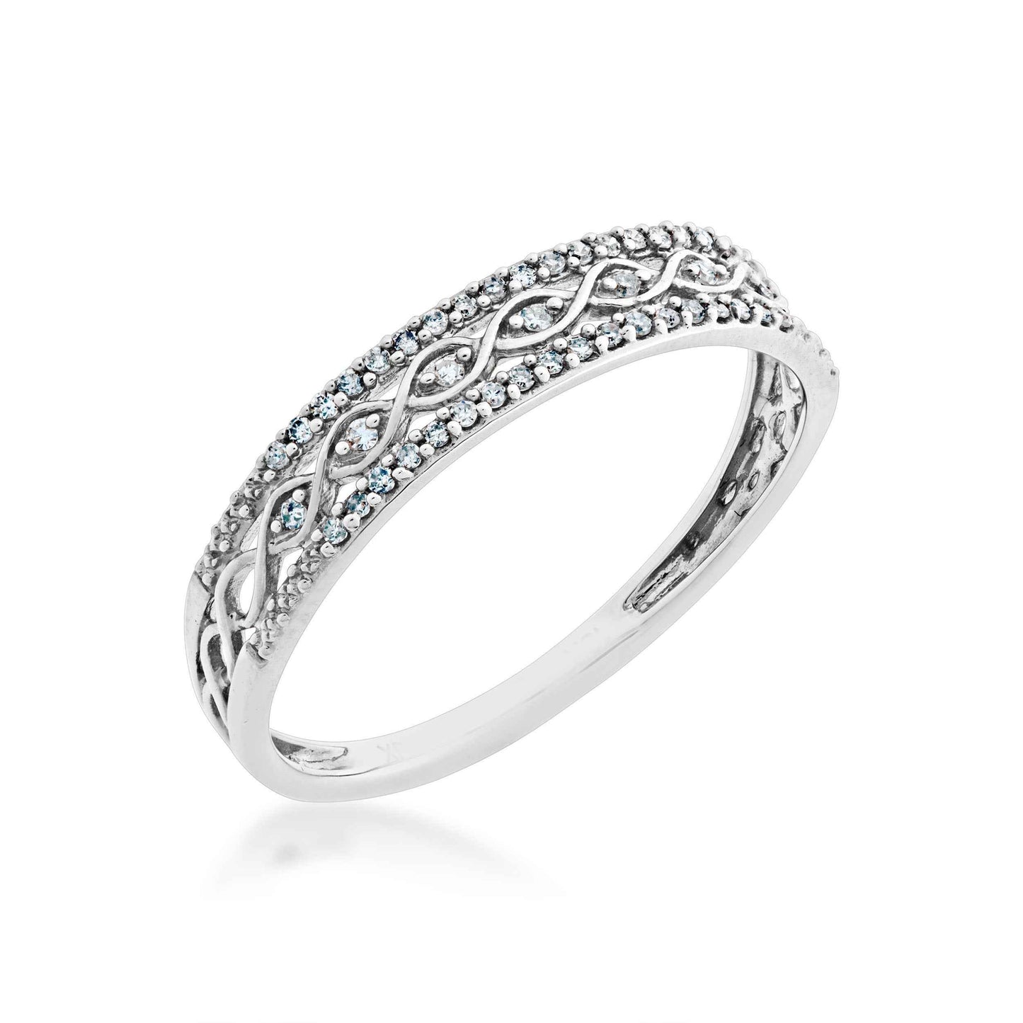 1/10 ct. tw. Diamond Fashion Ring with Center Infinity Design in 10K White Gold front view