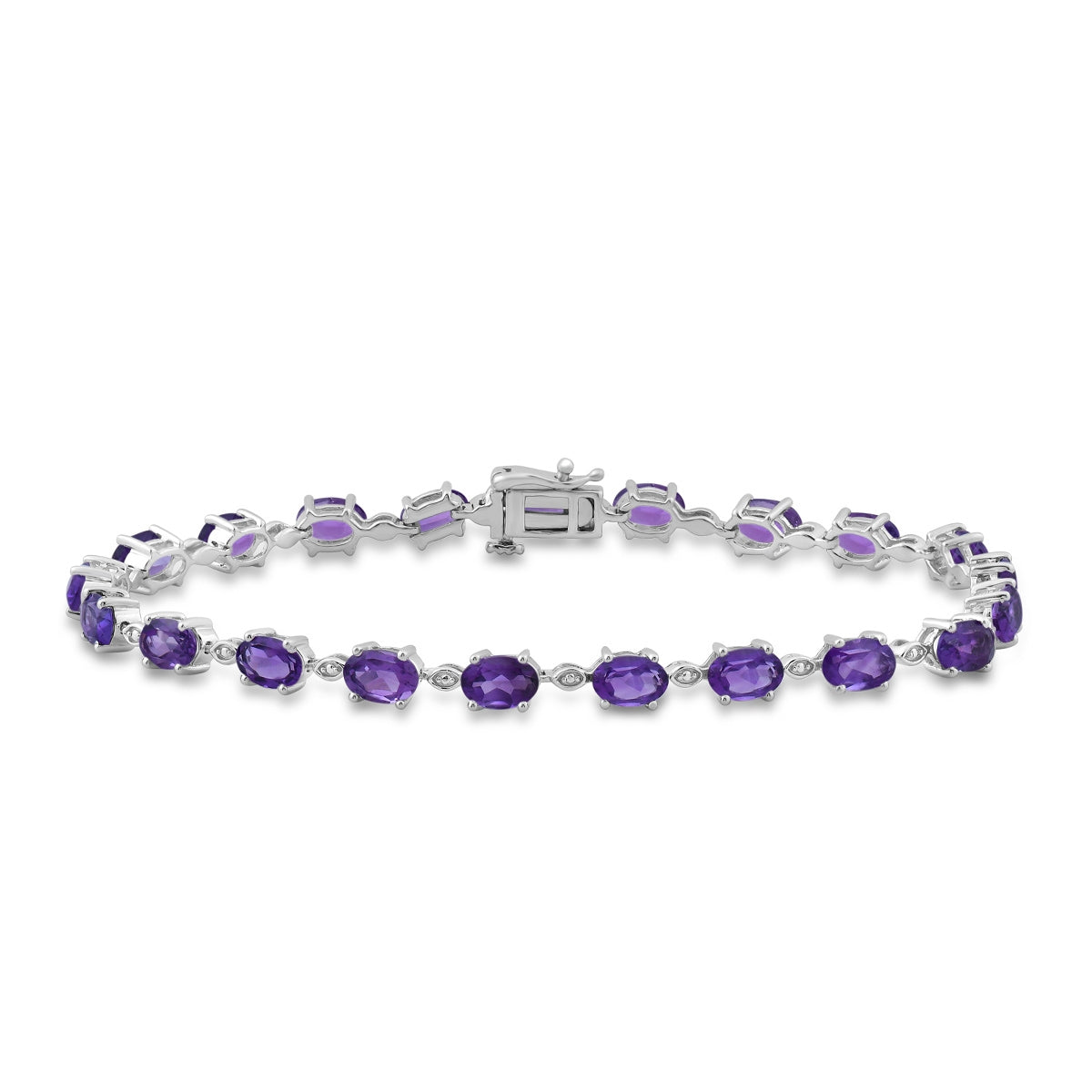 Oval Amethyst 7.5-inch Bracelet in Sterling Silver