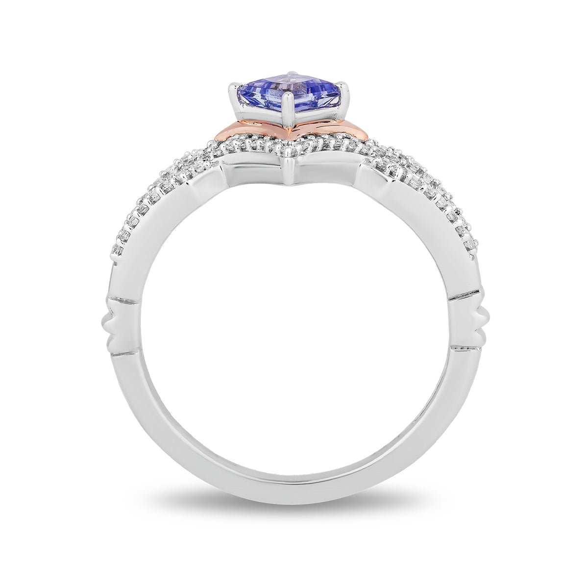 Enchanted Disney Vault Ultimate Princess Celebration Princess Cut Tanzanite & 1/5 ct. tw. Diamond Halo Ring close-up detail