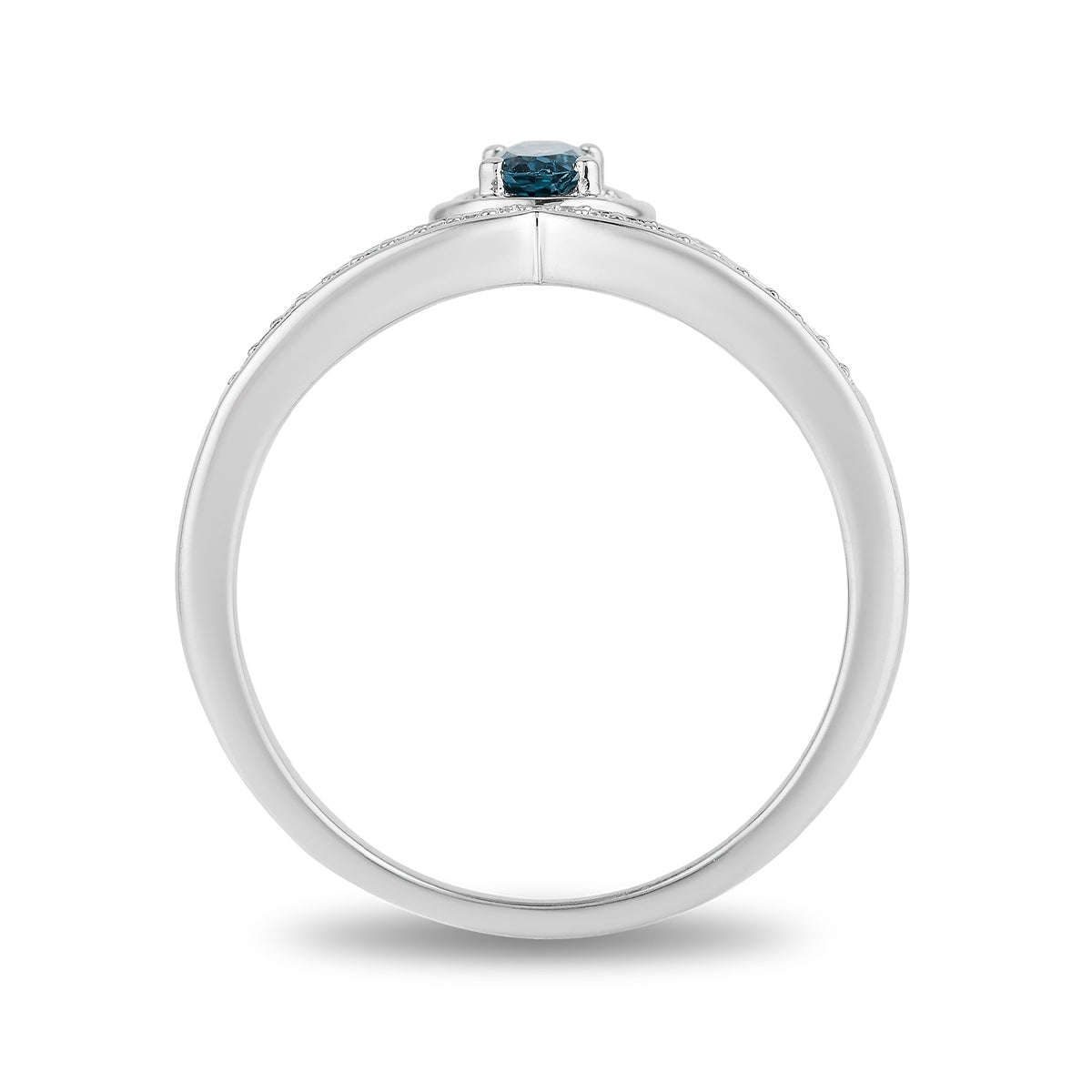 Enchanted Disney Vault Cinderella Oval London Blue Topaz & 1/10 ct. tw. Diamond Tiara Ring in Sterling Silver side profile