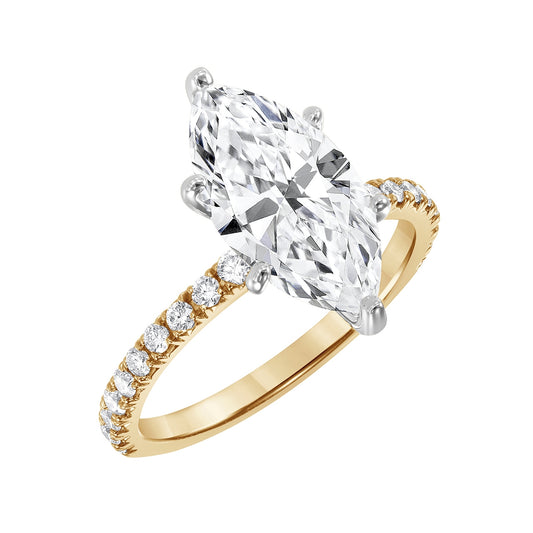 Adamante 3-3/8 ct. tw. Lab-Grown Marquise Diamond Engagement Ring in 14K Yellow & White Gold front view