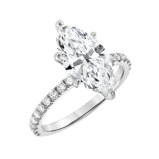 Adamante 3-3/8 ct. tw. Lab-Grown Marquise Diamond Engagement Ring in 14K White Gold front view