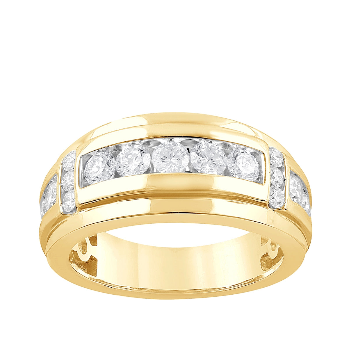Adamante 1-1/2 ct. tw. Men's Lab-Grown Diamond Channel Set Wedding Ring in 14K Yellow Gold