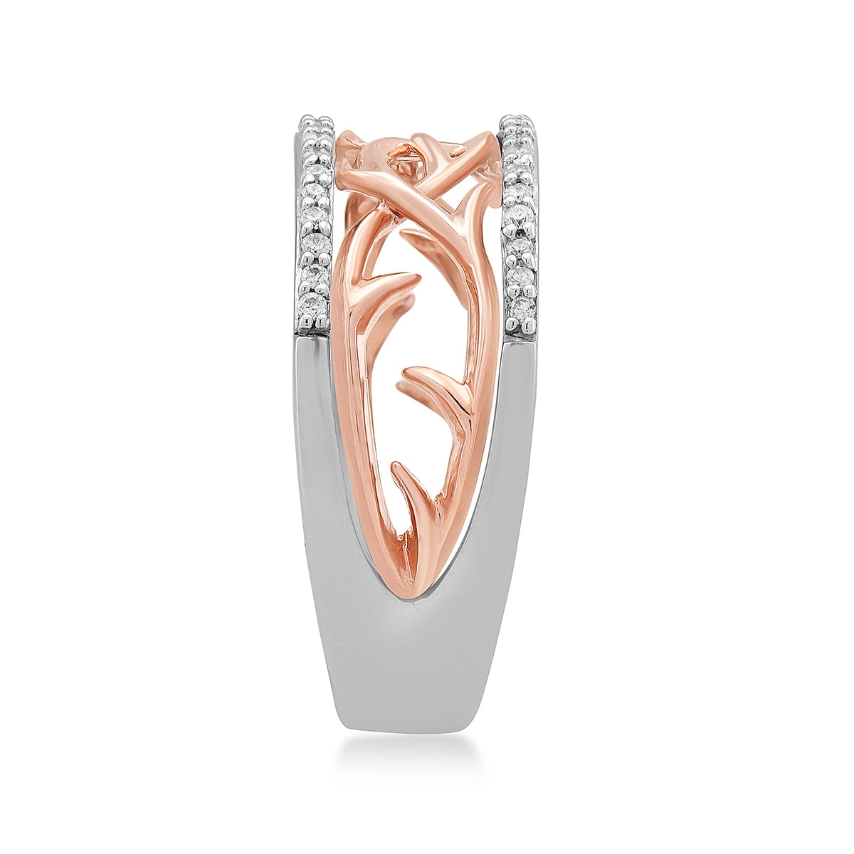 Enchanted Disney Vault Maleficent 1/5 ct. tw. Diamond Thorn Ring in Sterling Silver & 14K Pink Gold close-up detail