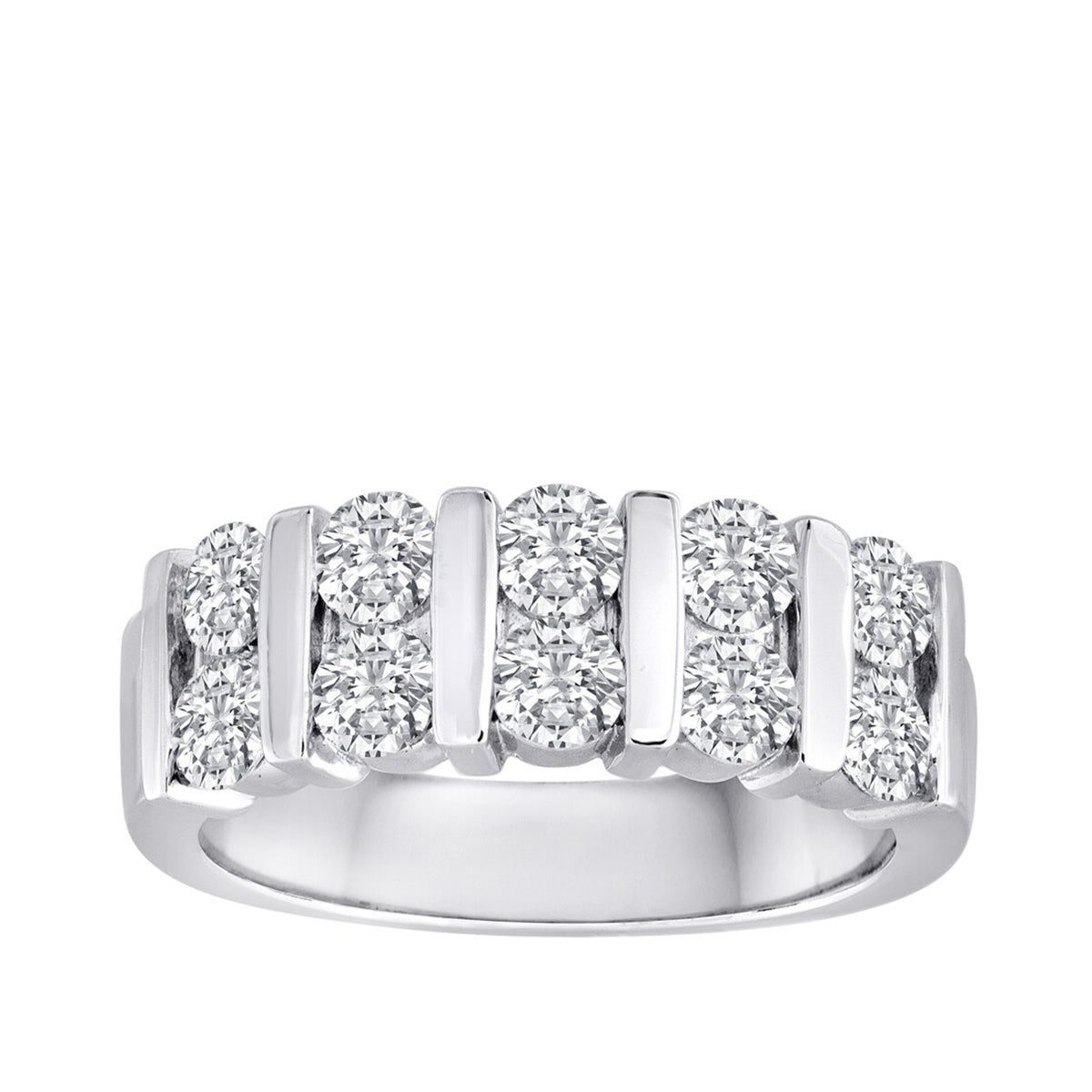 1-1/2 ct. tw. Round Brilliant Diamond Two Row Anniversary Ring in 14K White Gold