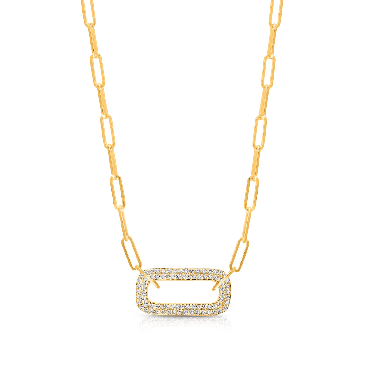 Kallati 1/4 ct. tw. Diamond Pave Paperclip Necklace in 14K Yellow Gold